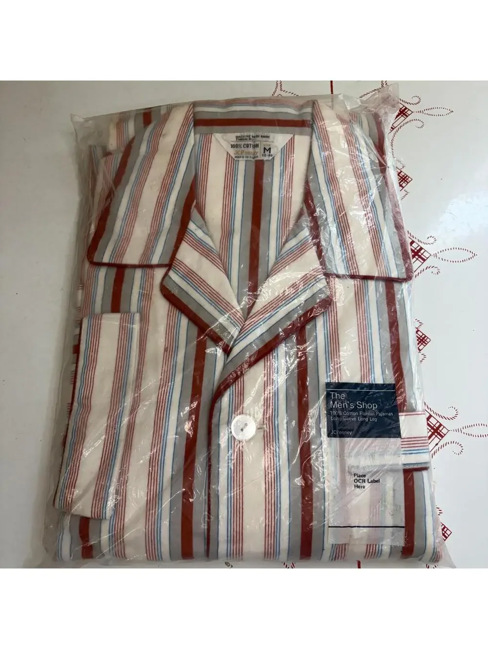 JCPenney men’s cotton flannel striped pajama set vintage 70s